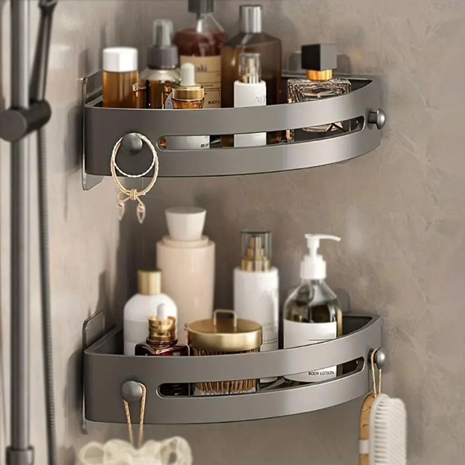 

Rust-Proof Corner Shower Caddy, For Bathroom Shower Storage, No Drilling Required,Bathroom Shelf Wall Mounted for Toilet,Kitchen