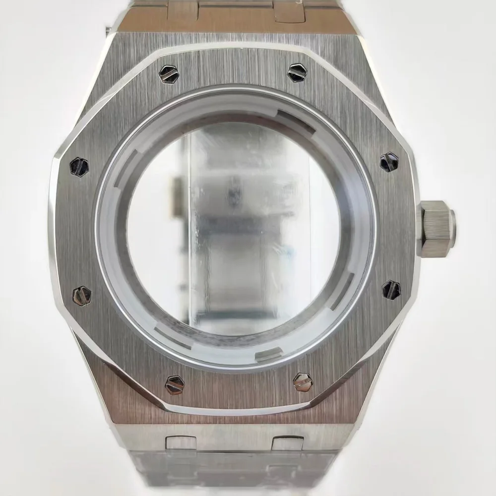 

NH35 watch case 42mm sapphireglass stainless steel waterproof case silver/rose gold/black case fit 31.8mm dial fit NH35 movement