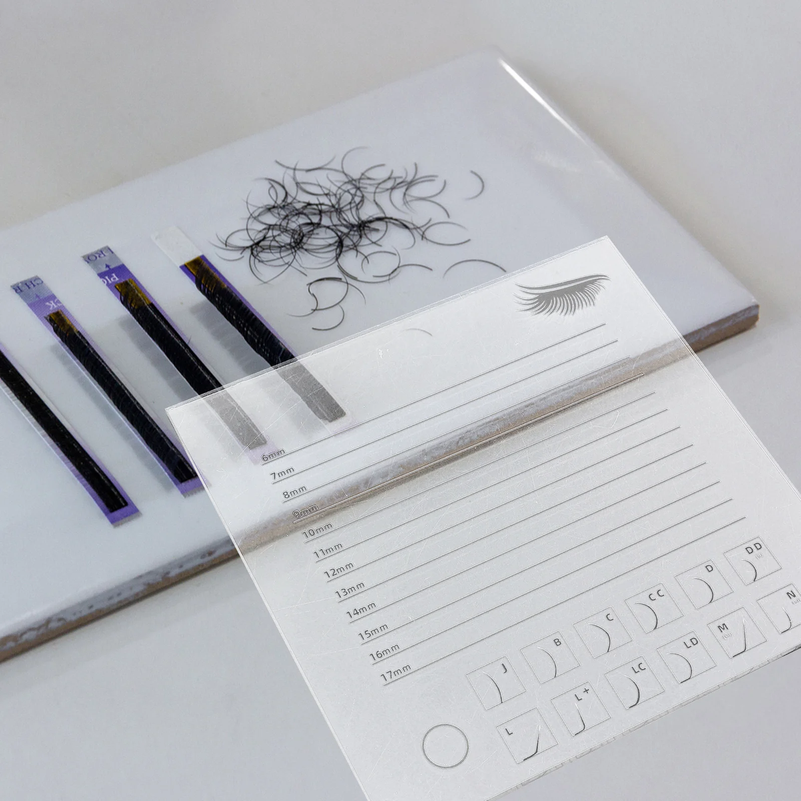 

False Eyelash Display Board Acrylic Eyelash Extension Tool Length Marks Beauty Salon Lash Grafting Supply Storage Tray