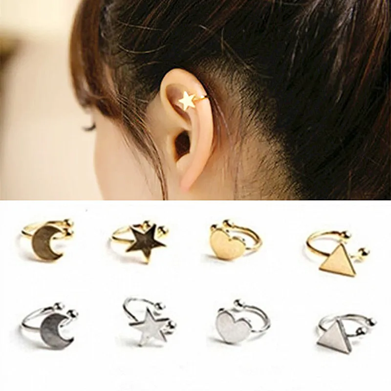 Arrivals Fashion No Pierced Non-piercing Earcuff Ear Star Moon Heart Triangle Clip-on Clip Earrings For Women Jewelry