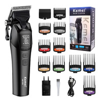 Kemei 1858 Original Professional Rechargeable Hair Trimmer Adjustable Hair Clipper USB Carving Barber Salon DLC Blade