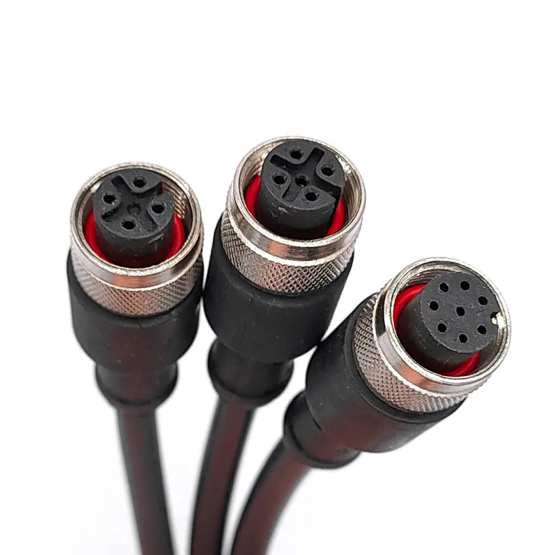 Conector de sensor M12, cable impermeable, macho y hembra, 4, 5, 8 pines + 2m, PVC, moldeado por inyección integrado, conectores M12