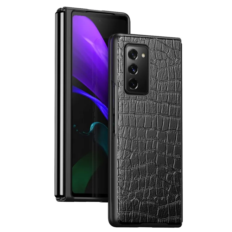

Scratch-Resistant Folded Crocodile Leather Coated Plastic Case for Samsung Galaxy Z Fold2 5G - Black