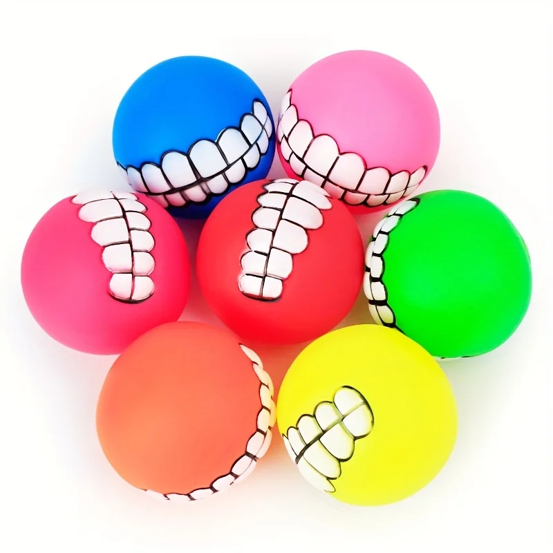 1pc Rubber Dog Toys Squeaky Cleaning Tooth Dog Chew Toy Small Puppy Toys Ball Pet Supplies Petshop Diameter 7cm