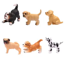 Gift Cute Farm Simulation Dog Hound Pug Dog Animal Model Figurines Ornaments Miniature