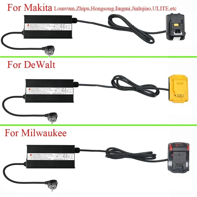 600W AC 110V/220V konverter adaptor tegangan dapat diatur ke catu daya DC 18V dengan steker UE untuk Makita untuk Milwaukee untuk DeWalt