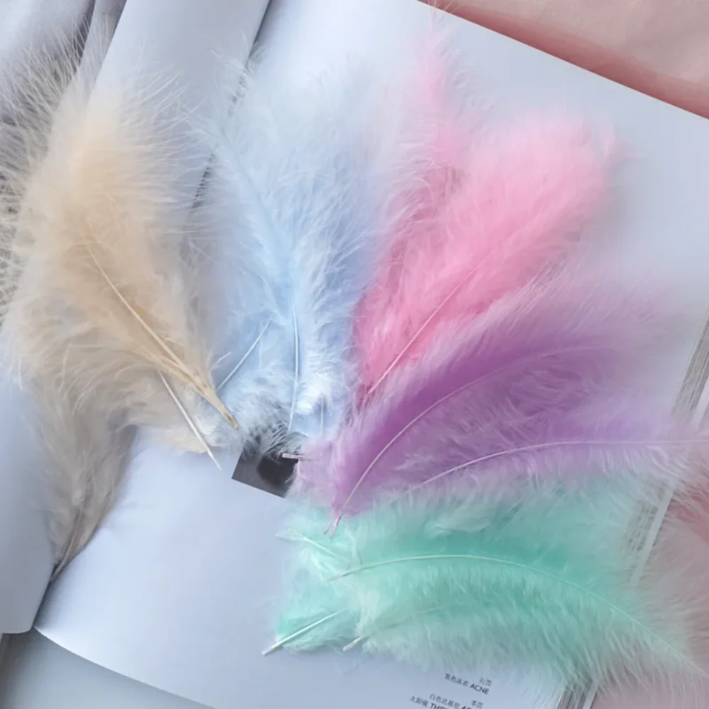 50PCS/Lot 4-6Inches Natural Dyed Turkey Marabou Feathers Fluffy Plumes for Wedding Dress DIY Jewelry Making Decor Accessories