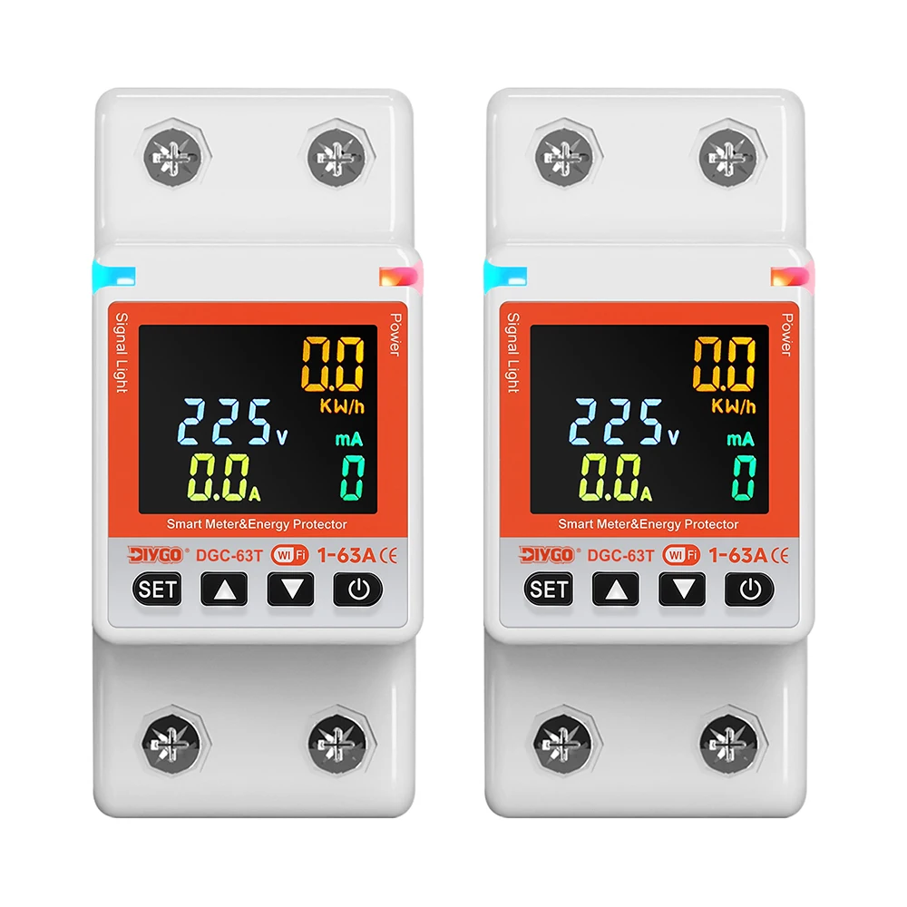 

DIY GO TUYA WIFI Switch Smartlife 1-63A kWh Metering Timer Circuit Breaker with Voltage Current Leakage Temperature protection