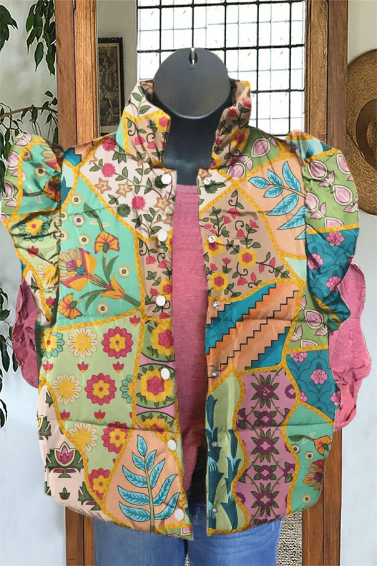 Veste décontractée à motif floral imprimé en 3D pour femme, gilet chaud, dentelle fibrButton, tendance populaire, automne, hiver, 2024