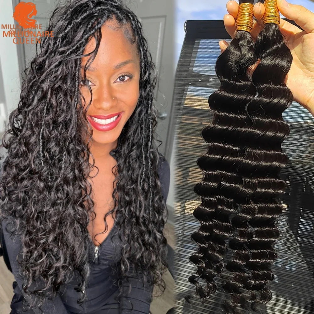 

Millionaire Queen, объемные человеческие волосы с глубокими волнами для плетения без утка, человеческие плетения волос для косичек в стиле бохо, наращивание натуральных человеческих волос