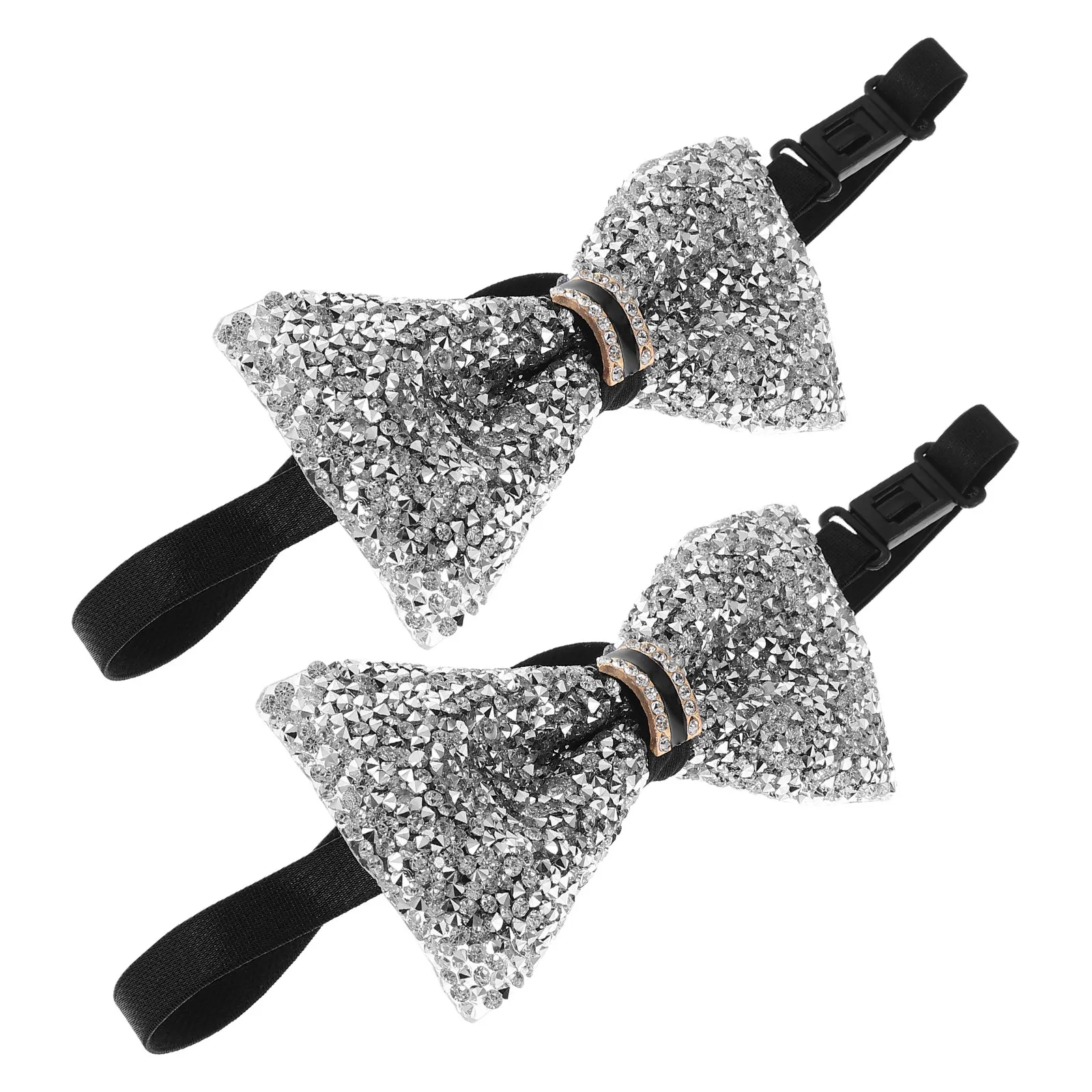 

2 шт. Детские галстуки-бабочки с кристаллами, готовые, регулируемые, с блестящими лентами, для праздников, свадеб, вечеринок, концертов, для мальчиков