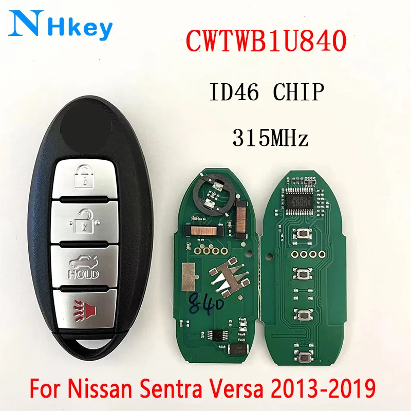 NHkey For Car Remote Key  Nisan Versa Sentra Leaf 2013-2019 285E3-3AA0A CWTWB1U840 ID46 315MHz Replacement Smart Card