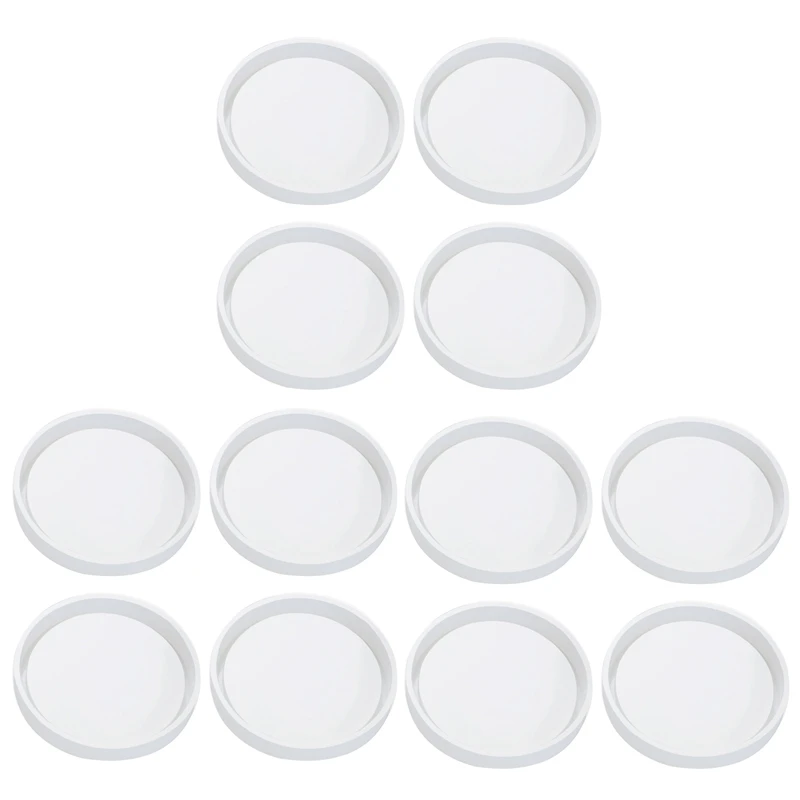 12 Pack Big DIY Round Coaster Silicone Mold, Diameter 3.94Inch/10Cm, Molds For Casting With Resin, Cement