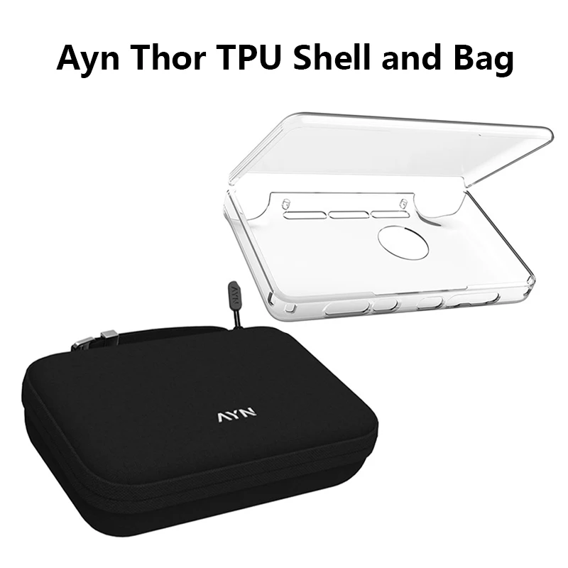 

Чехол AYN THOR из ТПУ и черная сумка для игровой консоли с двумя экранами AYN THOR, официальная сумка для хранения аксессуаров, портативная сумка для хранения