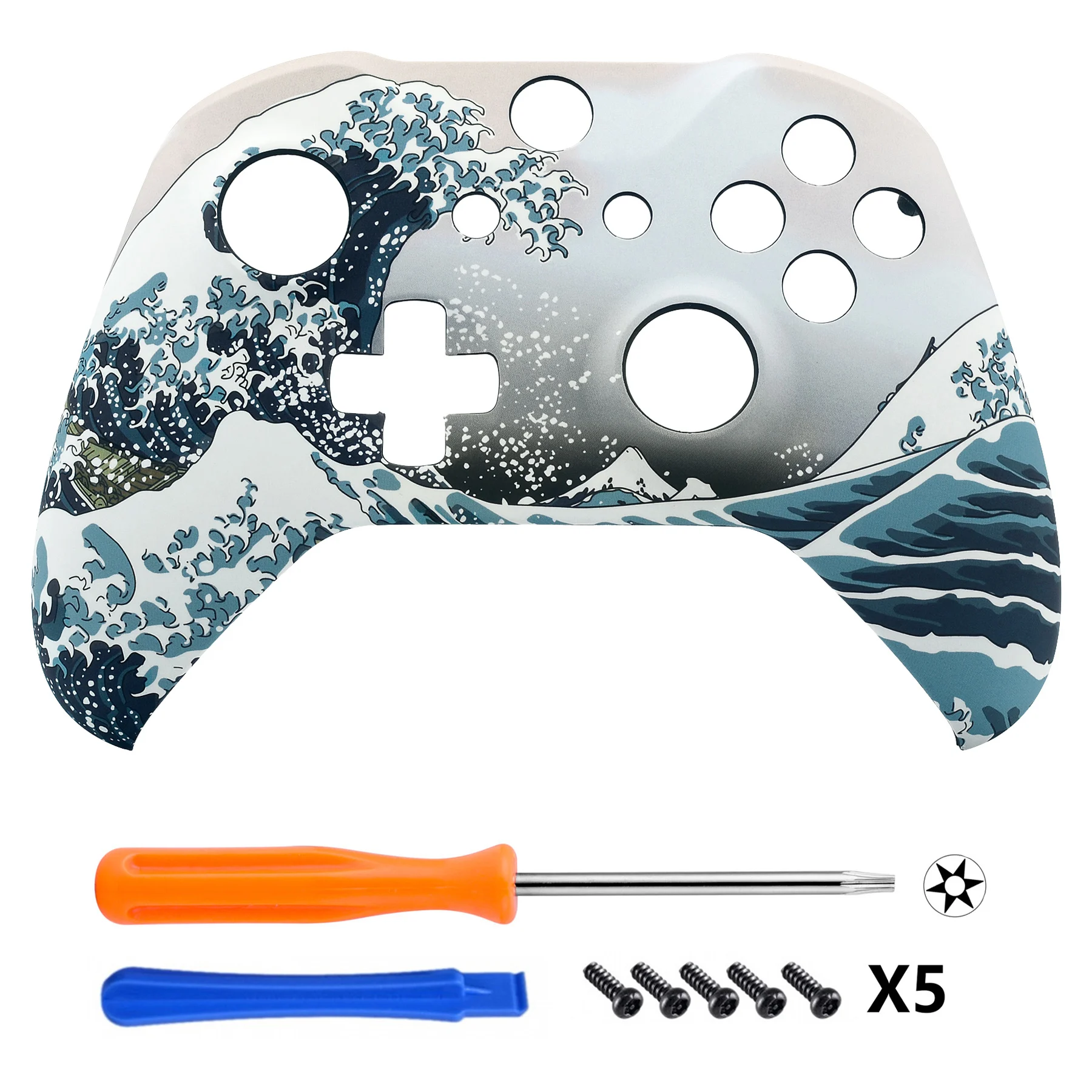 eXtremeRate Custom Patterned Soft Touch Faceplate Replacement Parts Front Shell for Xbox One X & One S Controller Model 1708