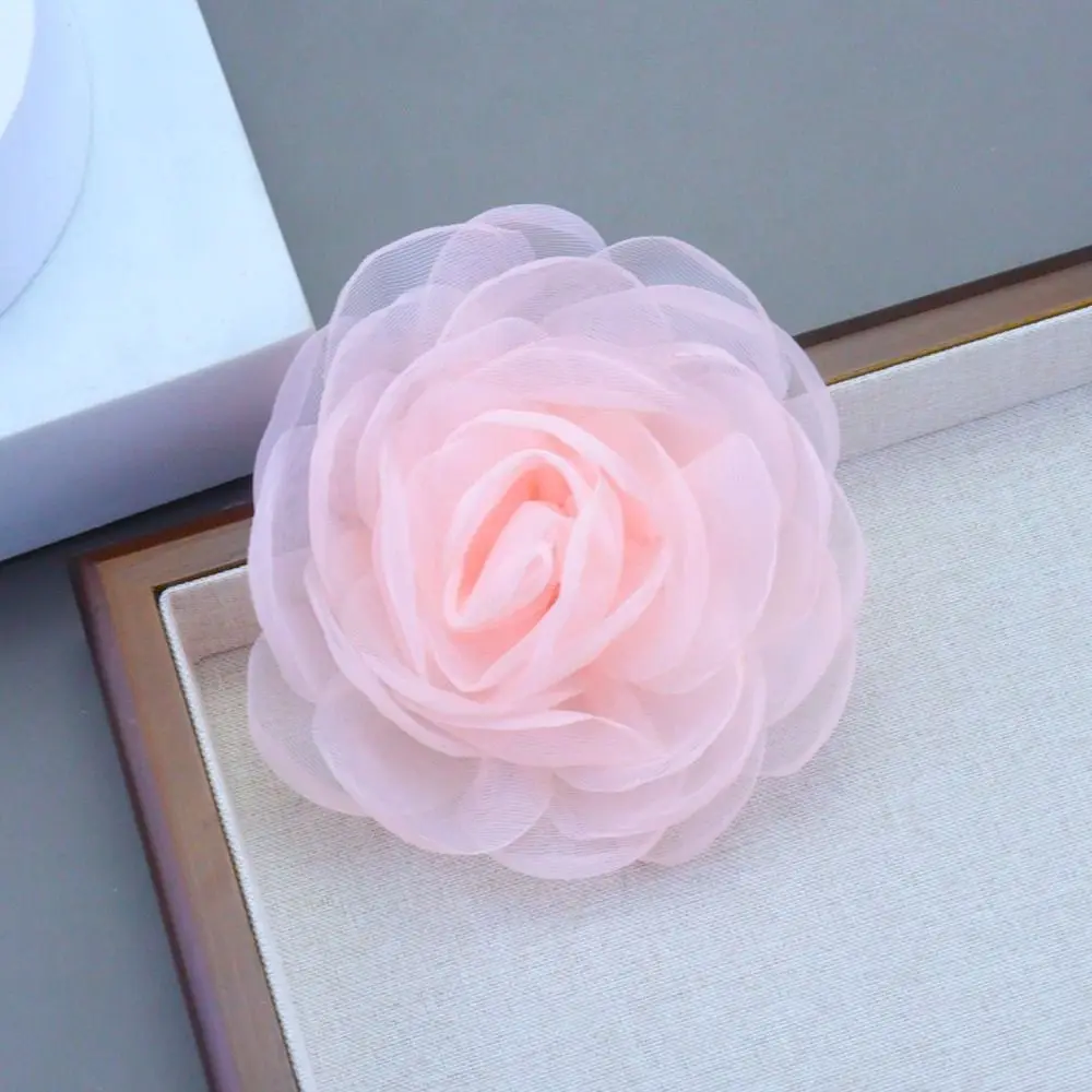 Handmade Camellia Flower Brooch Multi-layer Yarn DIY Vintage Lapel Pins Clothing Dress Accessories 10CM Big Flower