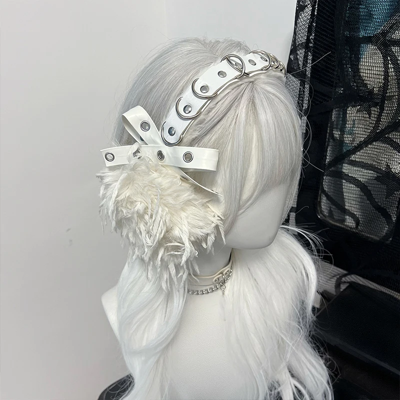 Orejeras góticas de Lolita Punk, nuevo diseñador, orejeras peludas, calentador de orejas, diadema gótica Steampunk Y2K, protección para los oídos, auriculares para ciclismo