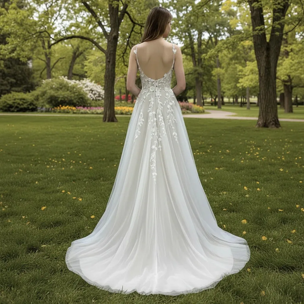 Suknia ślubna Rosymae, klasyczna, w kształcie litery A, z kwiatową koronką, na ramiączkach spaghetti, elegancka suknia dla panny młodej.