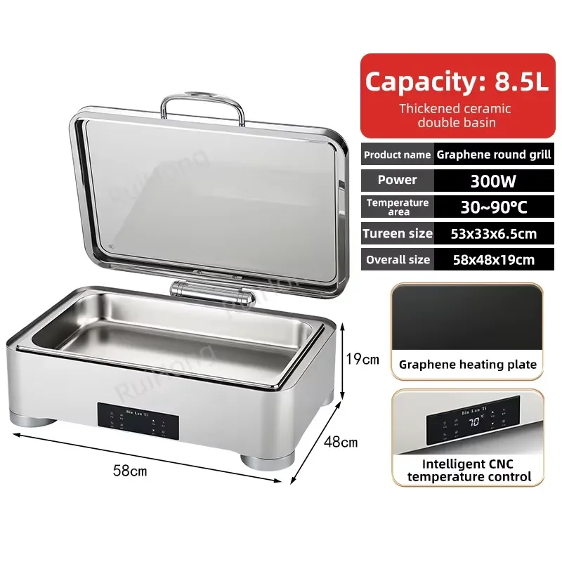 Factory Direct Sale 304 Stainless Steel 8.5L Catering Buffet Food Warming Stove Plates Equipment For Food Display