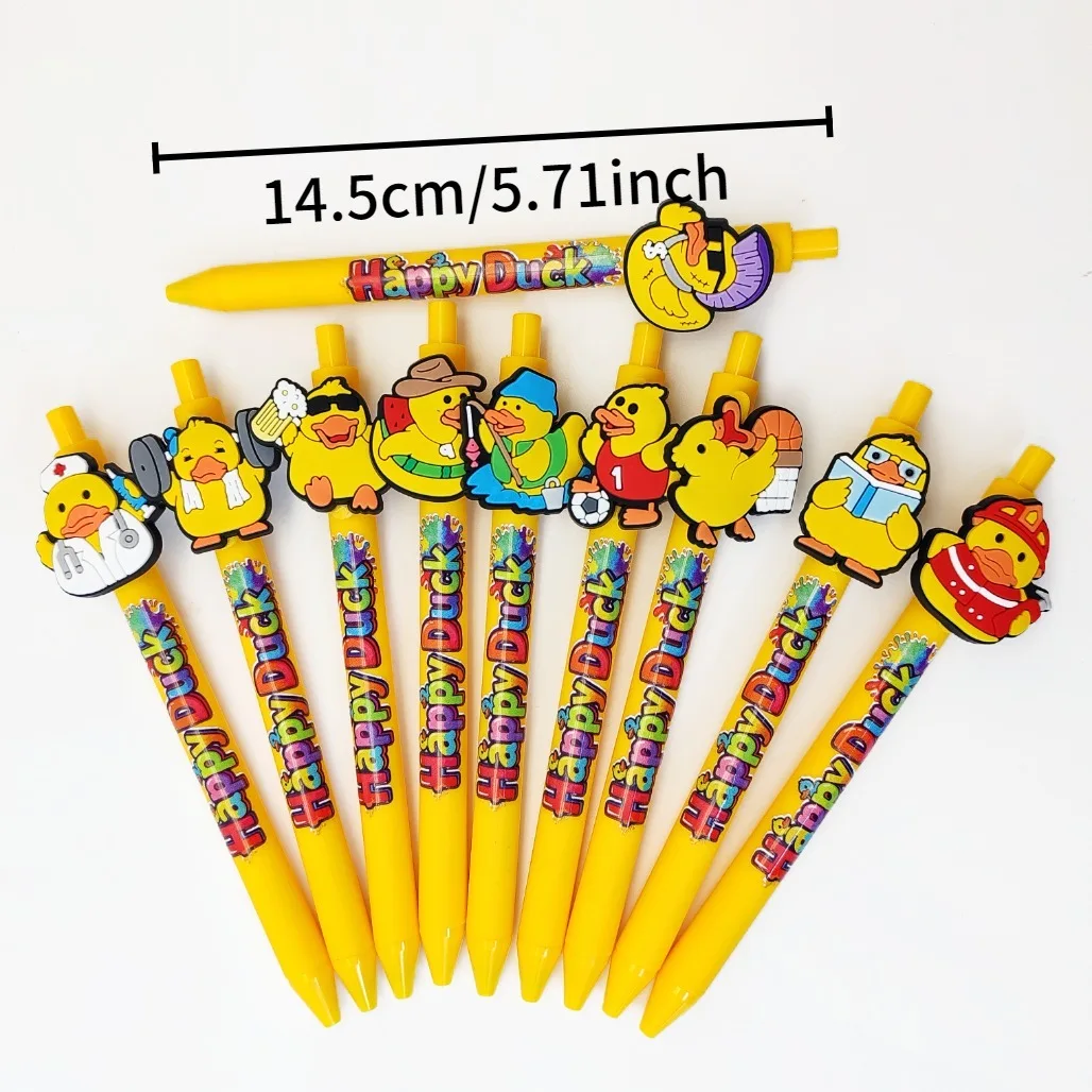 10pcs/15pcs Creative Colorful Yellow Duck Printed Gift Pen Student Writing Signature Stationery