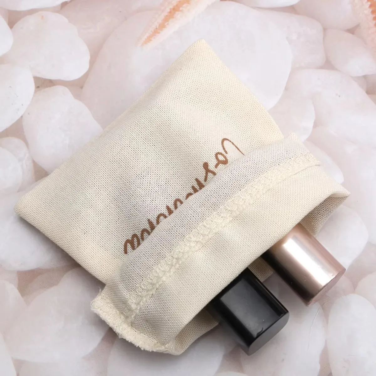 Hot Sale Coffee Cotton Linen Cosmetic Drawstring Gift Bag Organic Cotton Muslin Makeup Pouch
