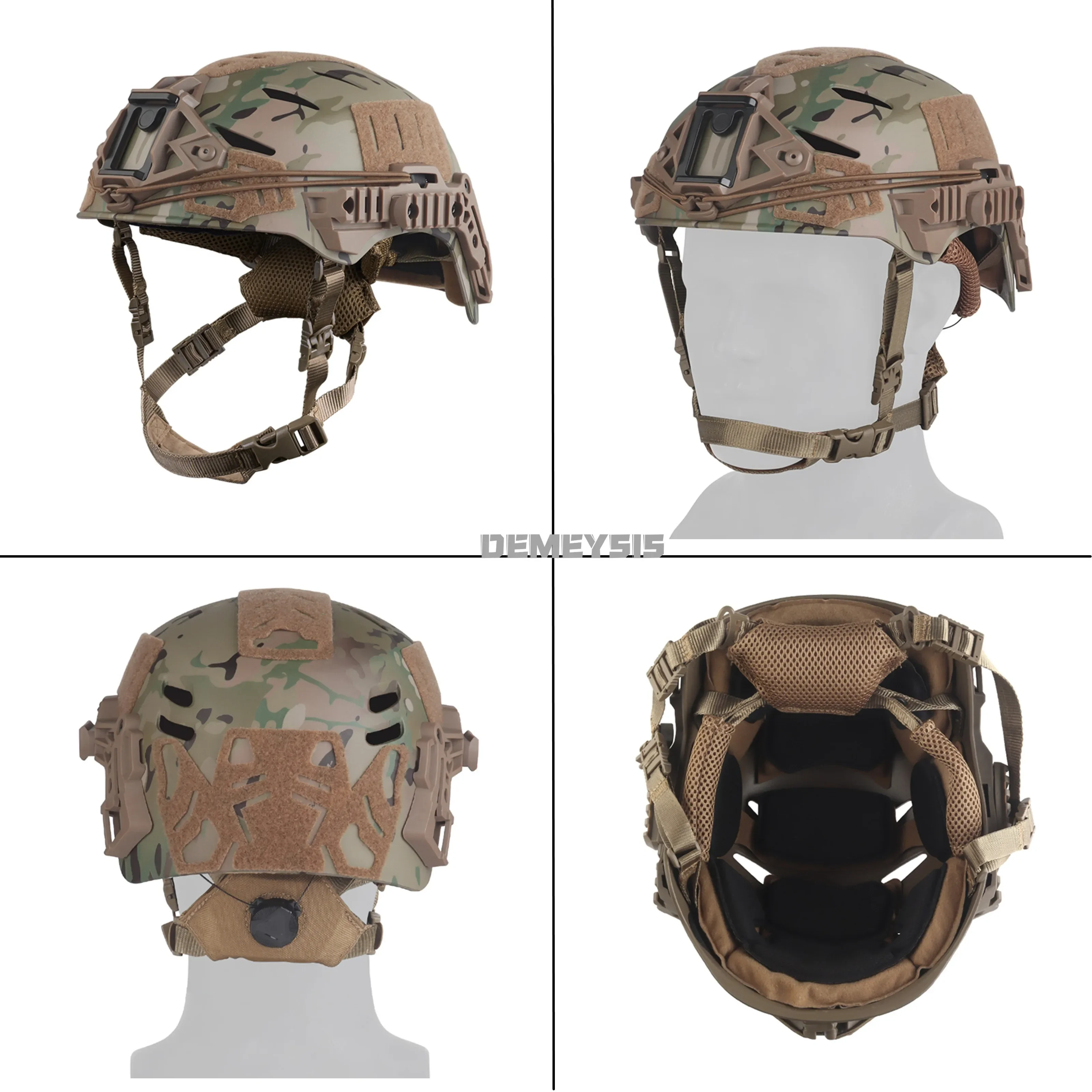 Tactical Helmet Airsoft Paintball Combat Training Lightweight Head Protector with Liner Pad Chin Strap
