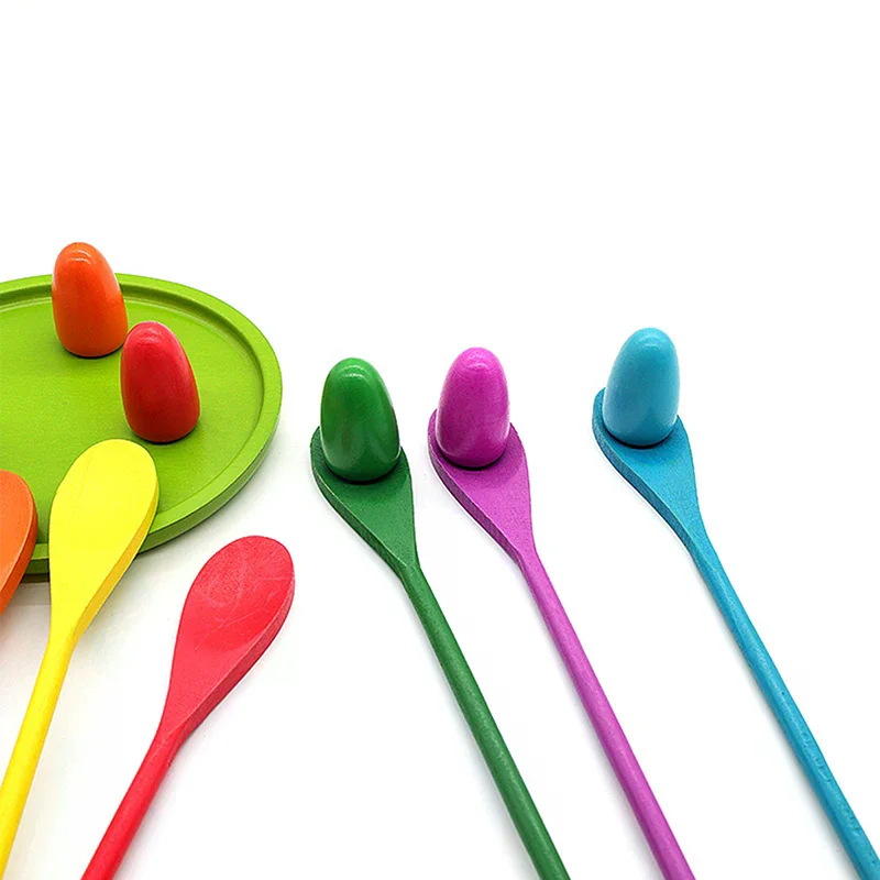

6 Pcs Egg Spoon Race Game Sets, Wooden Balance Relay Games For Kids Carnival Birthday Party Outdoor Games