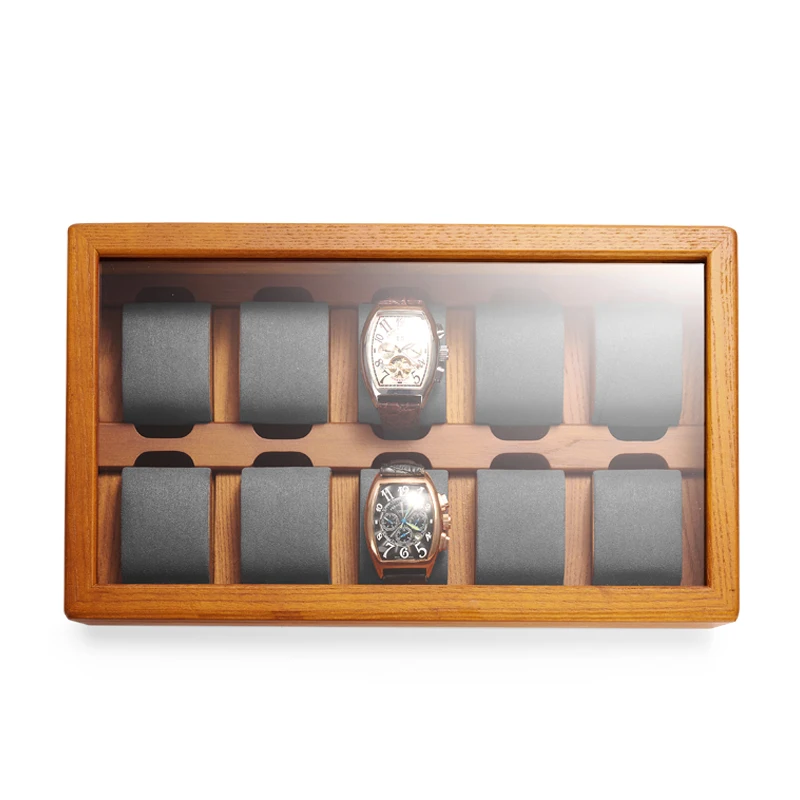 2023 new high-grade solid wood skylight transparent acrylic cover watch box storage dustproof