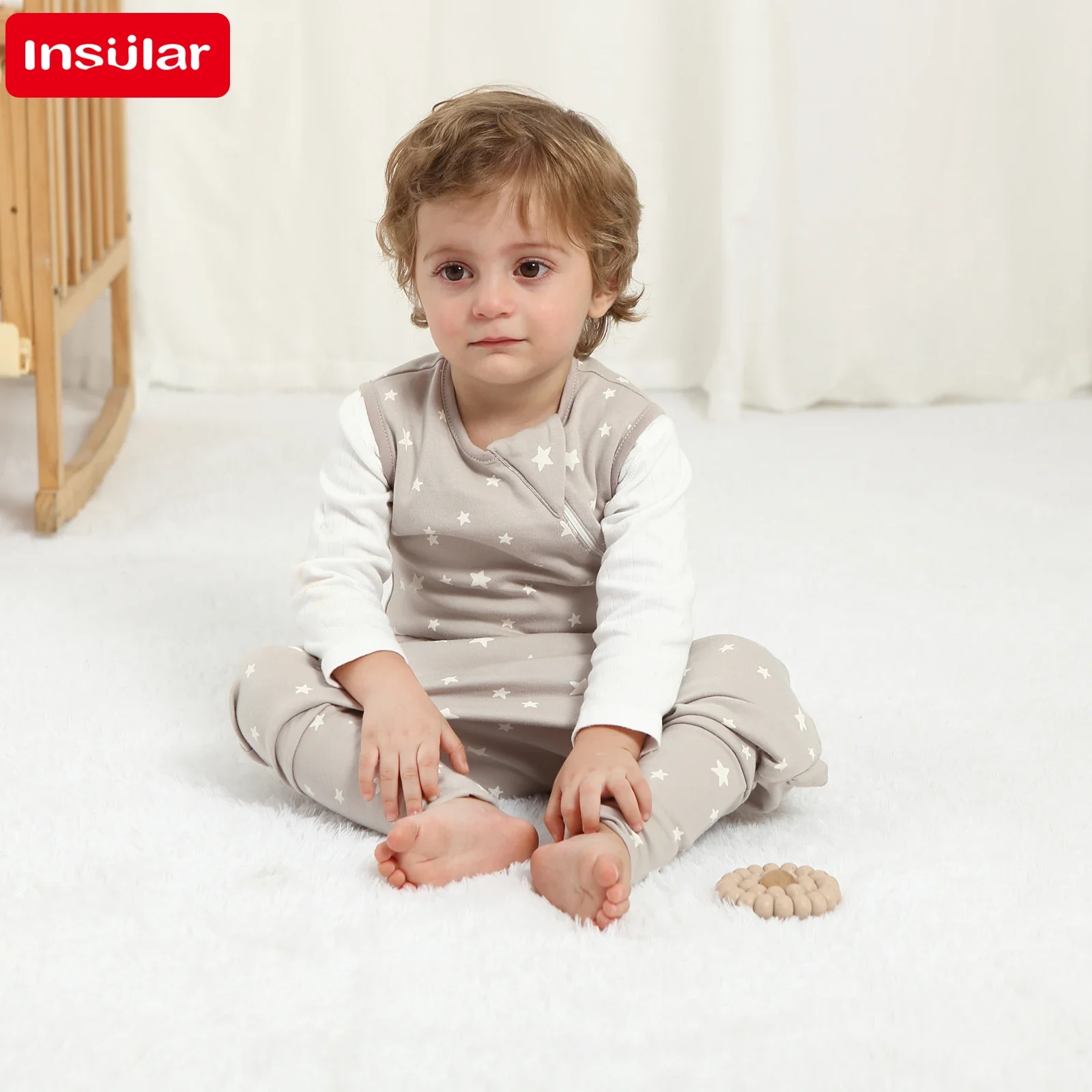 INSULAR Baby Soft Sleep Sack With Feet Infant Sleeveless Sleeping Bags Children's Homewear Premium Cotton 2-Way Zipper4 Seasons