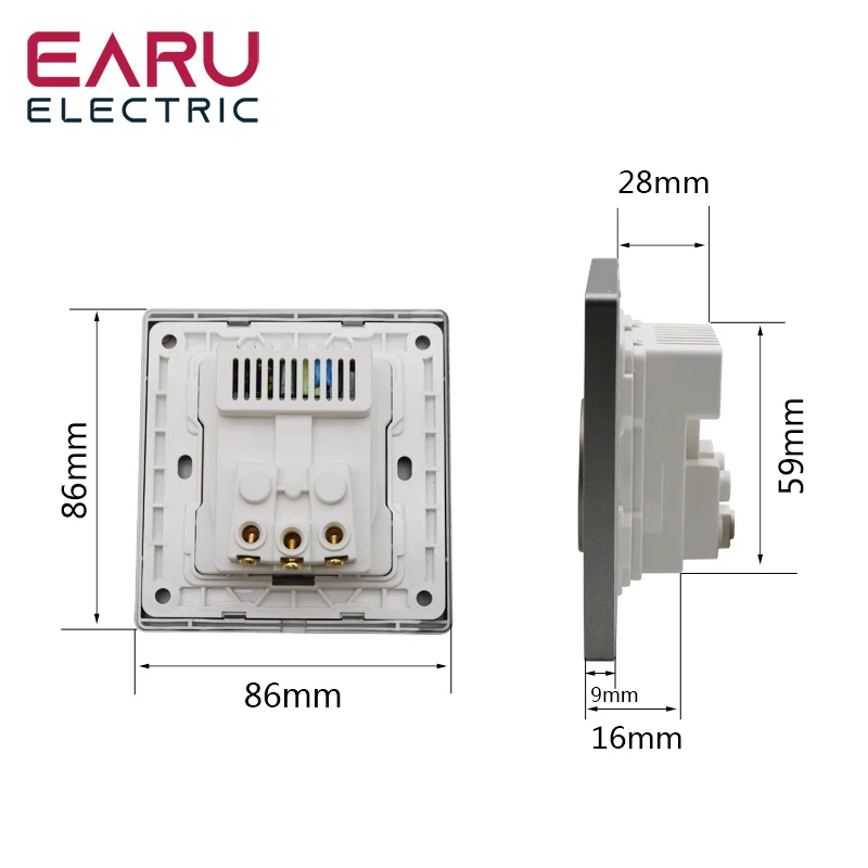86mm 16A EU Wall Plug Socket with 5V 2.1A Dual USB Port Socket Wall Charger Adapter Charging Power Outlet White Gold Black Grey
