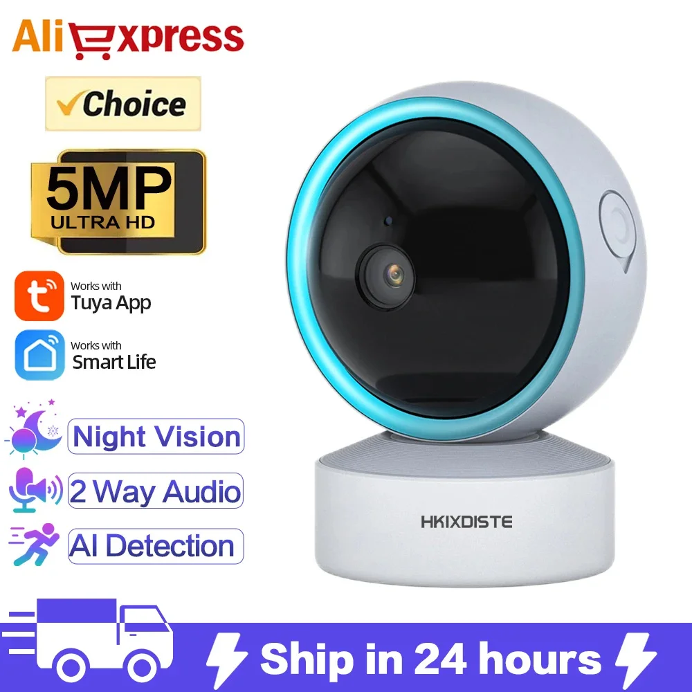 

Tuya Smart Life 5MP Webcam Smart Mini Audio AI Auto Tracking Indoor Baby Monitor Private Mode Security CCTV WiFi PTZ Home Camera