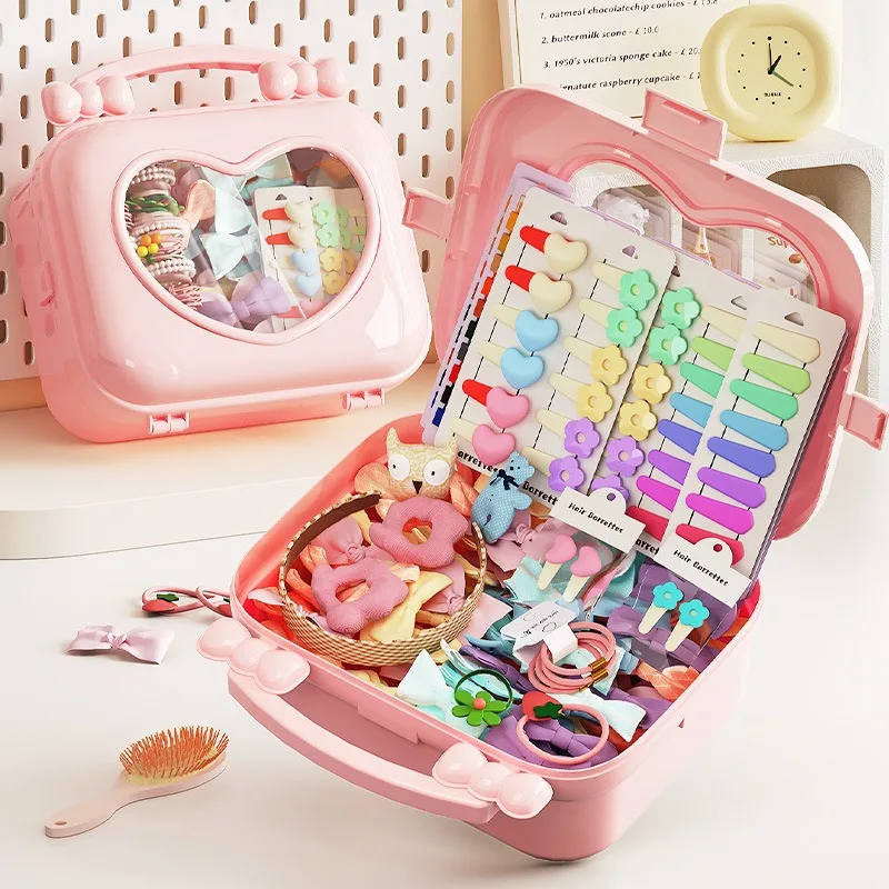 Heart-Shaped Transparent Jewelry Box Large-Capacity Multifunctional Portable Storage Case Ideal for Hair Accessories DIY Decals