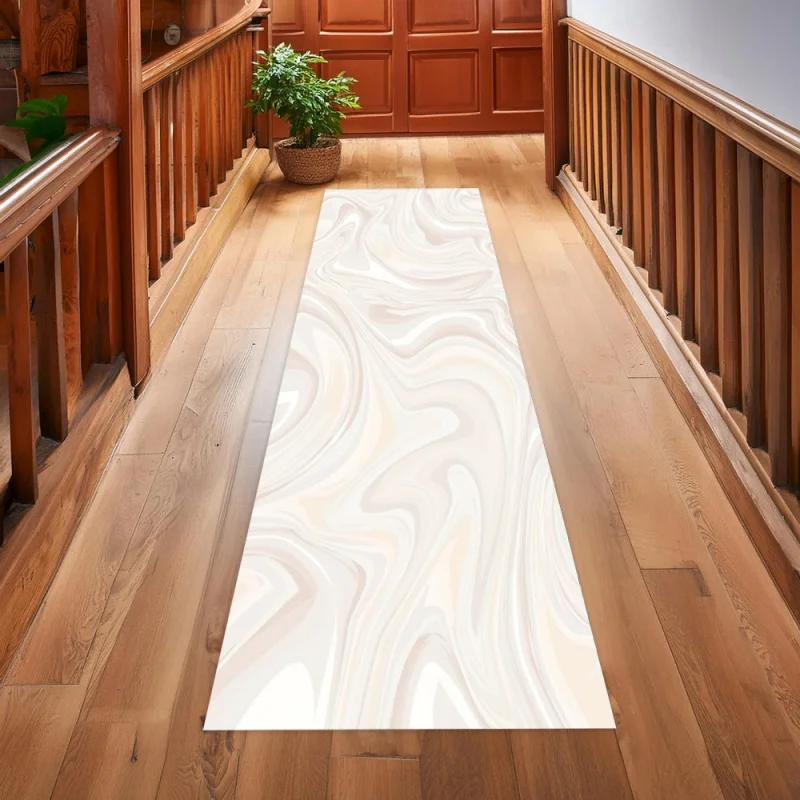 Minimalist Wavy Line Runner Rug Non Slip Long Hallway Carpet Abstract Geometric Striped Print Floor Mat Bedroom Kitchen Decor