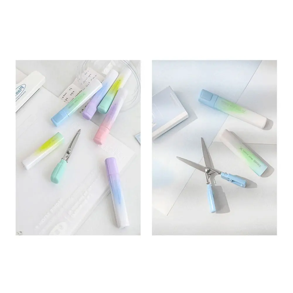 Folding Design Safe Folding Scissor Adjustable Stainless Steel Mini Handcraft Scissor Multifunctional Gradient Color