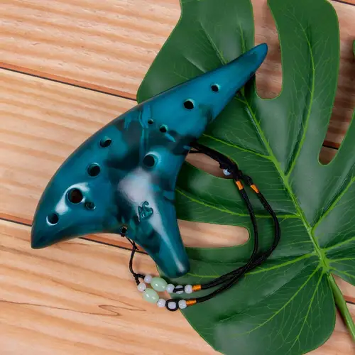 Imagen 2 del producto Ocarina12 tonos Alto C cerámica Ocarina instrumento Musical con libro de canciones cuerda para el cuello cordón para el cuello bolsa de transporte buen regalo para principiantes