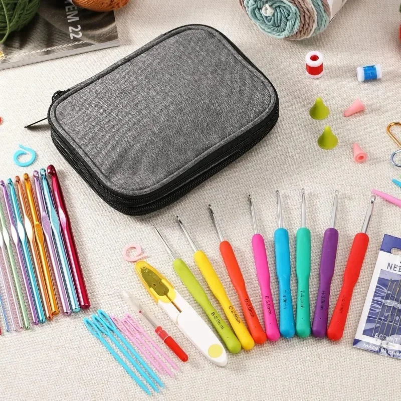 NEUE Tasche nur Nähaufbewahrung, Reißverschluss-Aufbewahrungstasche mit Netztaschen für verschiedene Häkelnadeln, Häkelnadel-Set-Werkzeuge