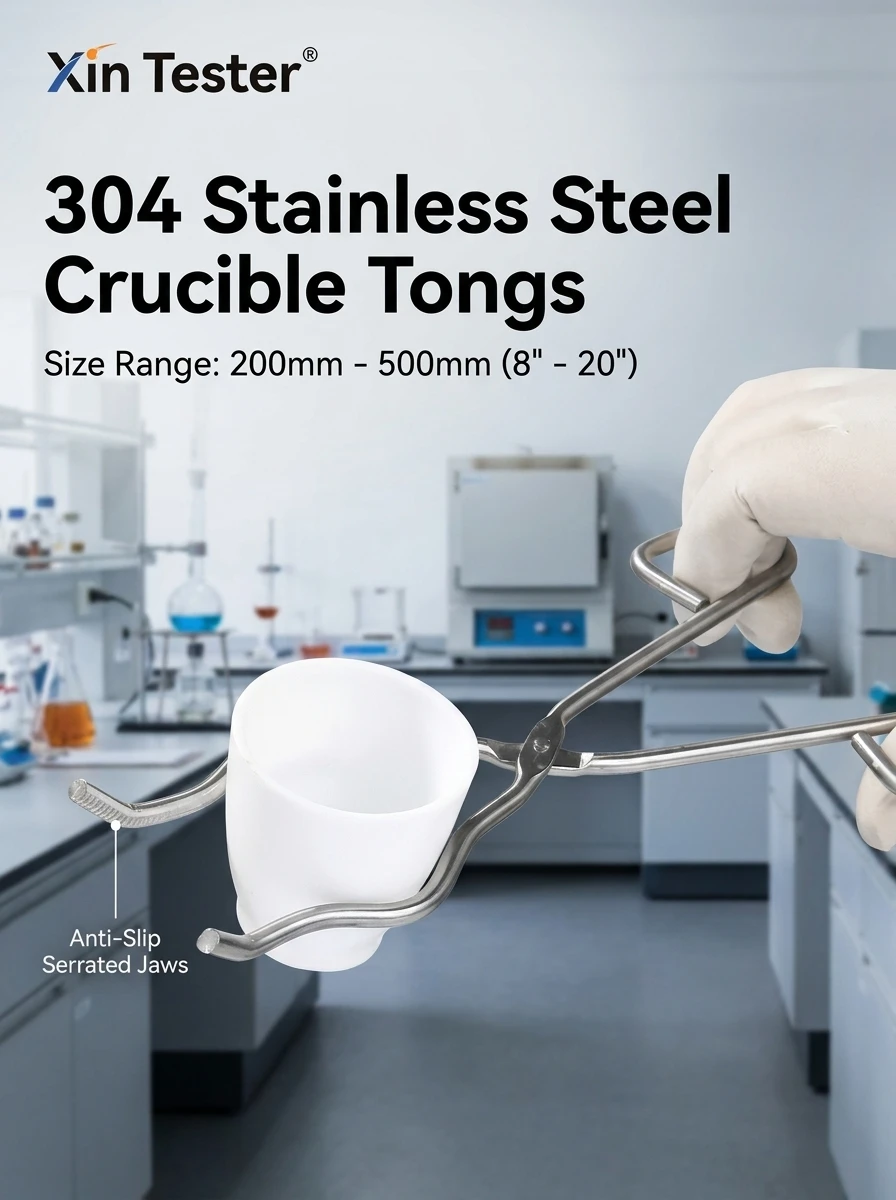 Xin Tester 304 Stainless Steel Crucible Tongs 200-500mm 8-20 Inch Long Handle Muffle Furnace Clamp Metal Melting Casting Tool
