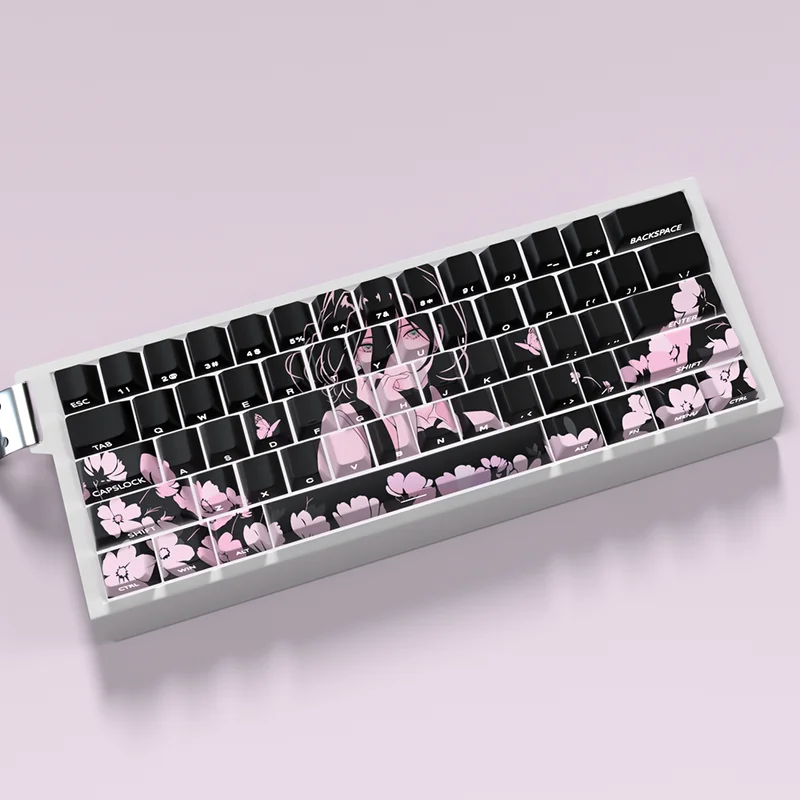 Reze Themed Keycaps Chainsaw Man Anime Keycaps Bomb Compatible 60/63/64/68 Magnetic Axis Keyboard Thermal Sublimation Pbt Factor