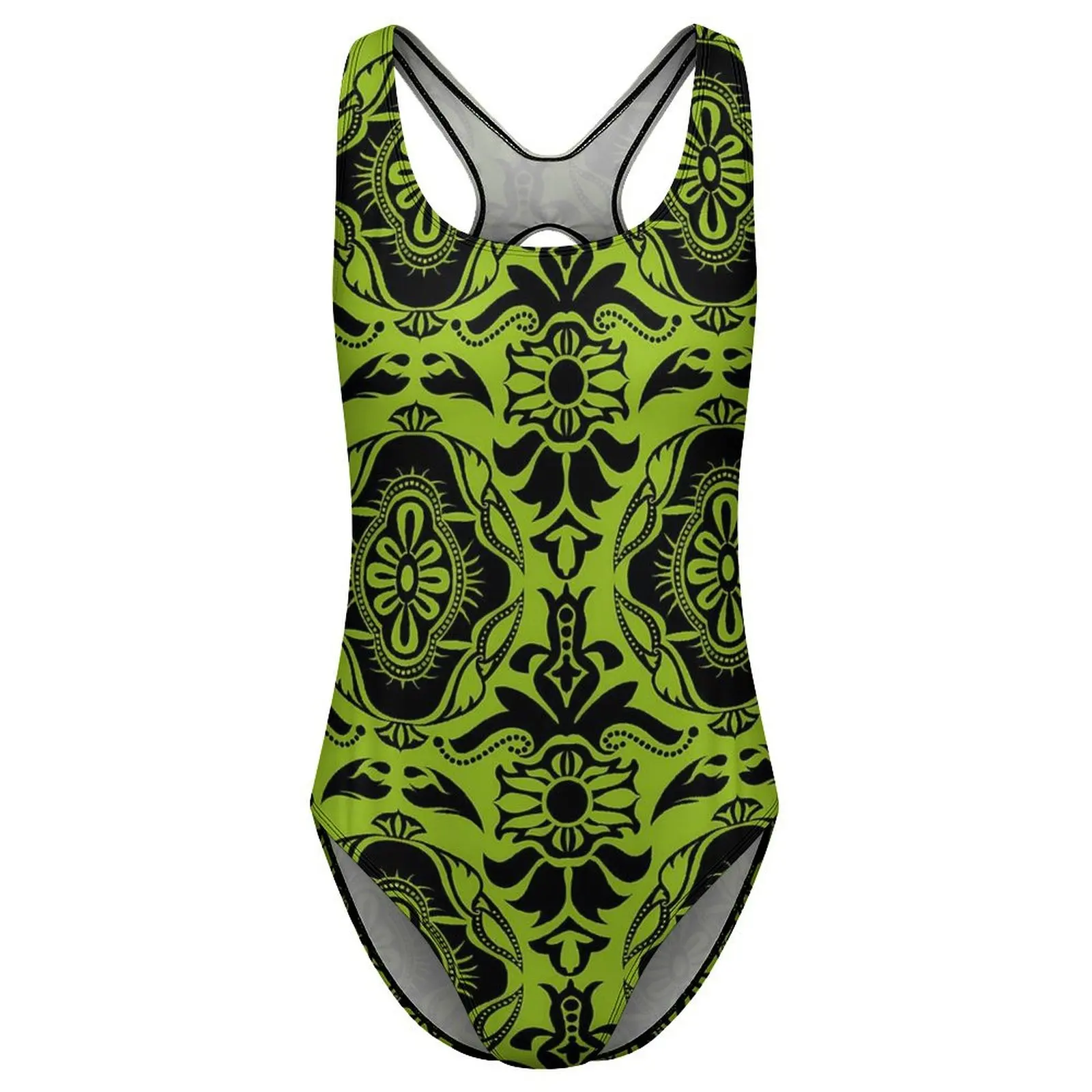 ملابس سباحة دمشقي للهالوين مثيرة باللونين الأخضر والأسود قطعة واحدة ملابس سباحة رافعة للأعلى ملابس شاطئ أنيقة للعطلات