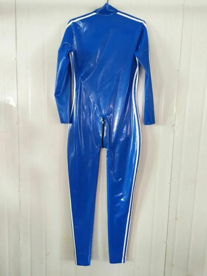 

Latex 100% Rubber Gummi Ganzanzug Masquerade Catsuit Bodysuit Blue Suit