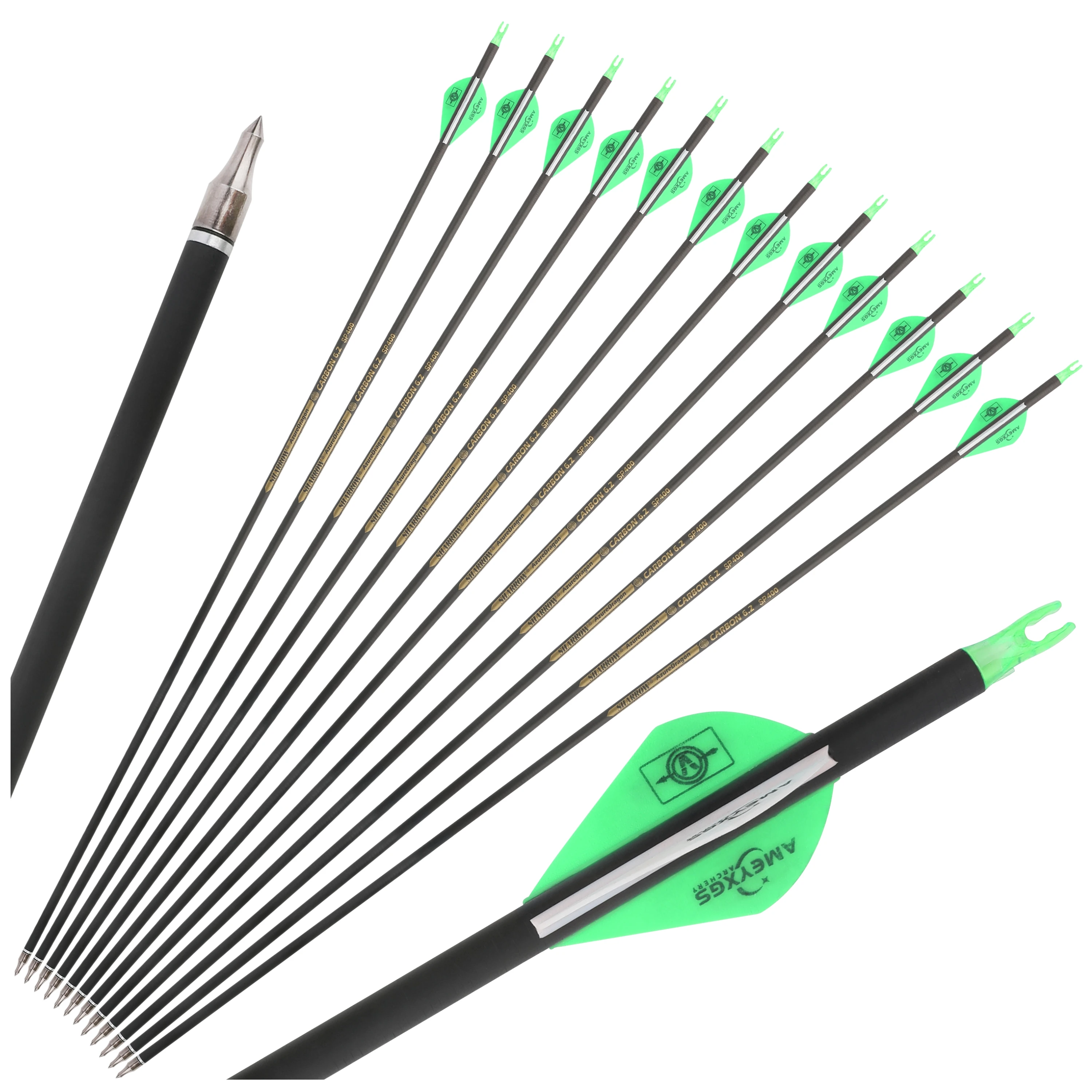 

32-дюймовый компактный лук для стрел из чистого углерода 300-600 с внутренним диаметром 6,2 мм и 2-дюймовыми фургонами для тренировок на открытом воздухе, соревнований для начинающих