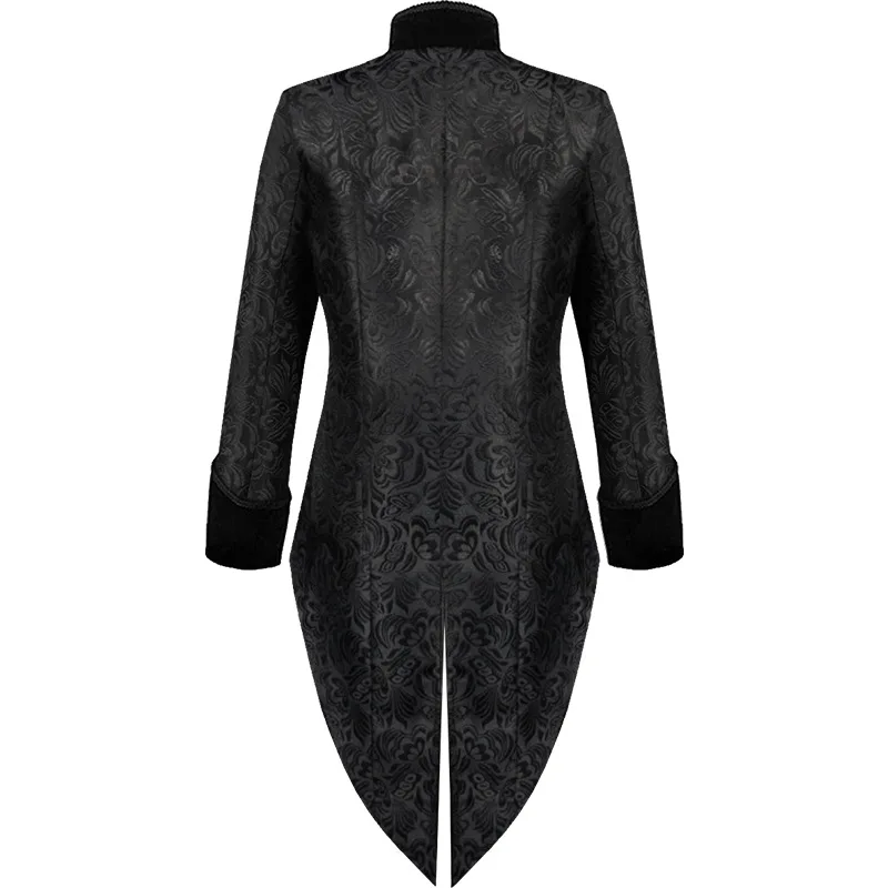 เสื้อโค้ททรงยาวปานกลางสไตล์พังก์ย้อนยุคสำหรับผู้ชาย  ชุดคอสตูมการแสดงละครจีนยุคกลาง  แฟชั่นใหม่ล่าสุดสำหรับวันฮาโลวีน