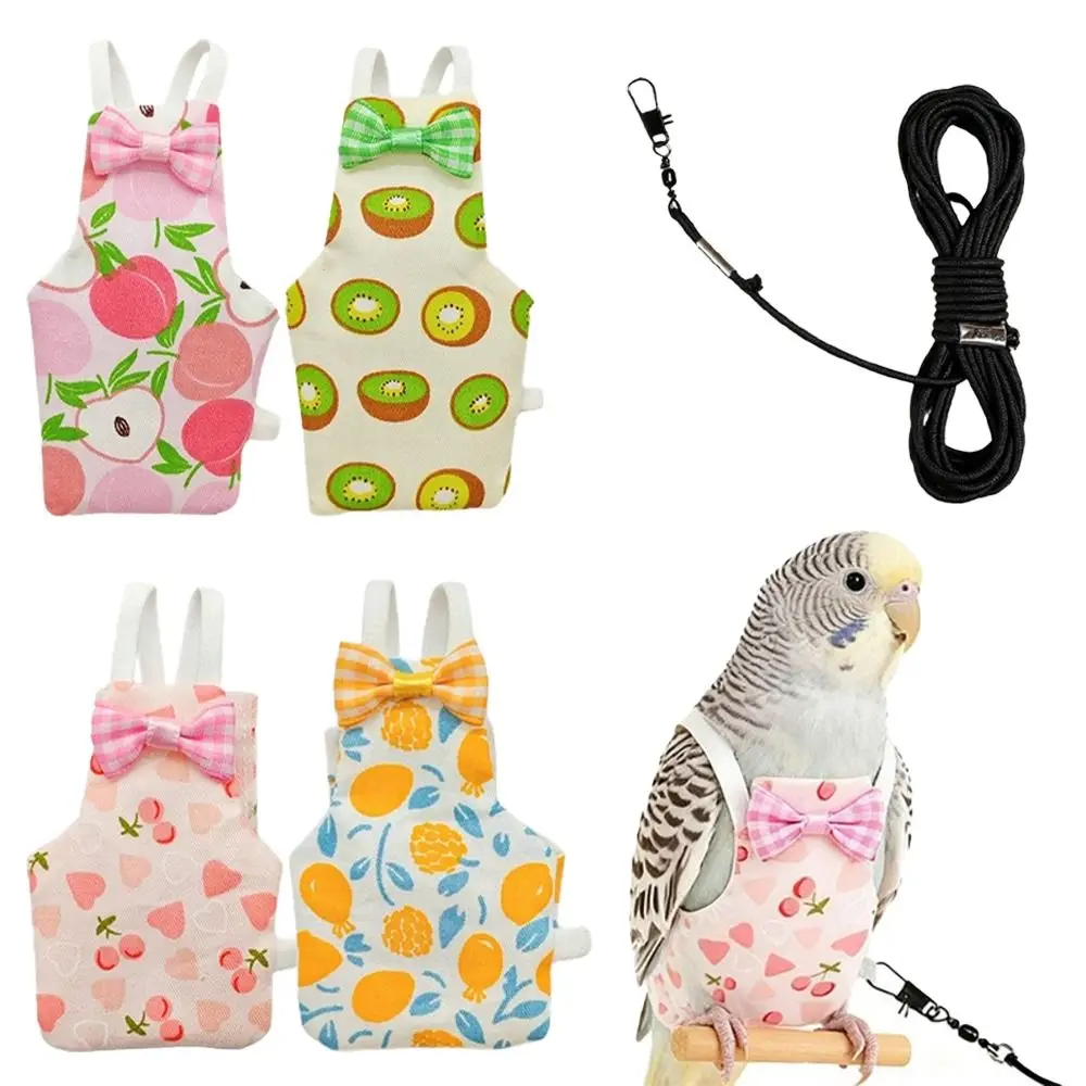 New Colorful Fruit Bird Harness Leash 2m Rope Breathable Parrot Diaper Adjustable Keep Birds Clean Pet Bird Clothes Daily Wear