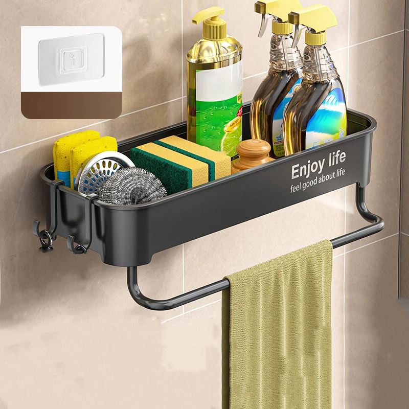 

New Multifunctional Kitchen Storage Rack Self-Draining Sink Shelf Drain Rack Soap Sponge Holder Dishcloth Towel Rack Sink Holder