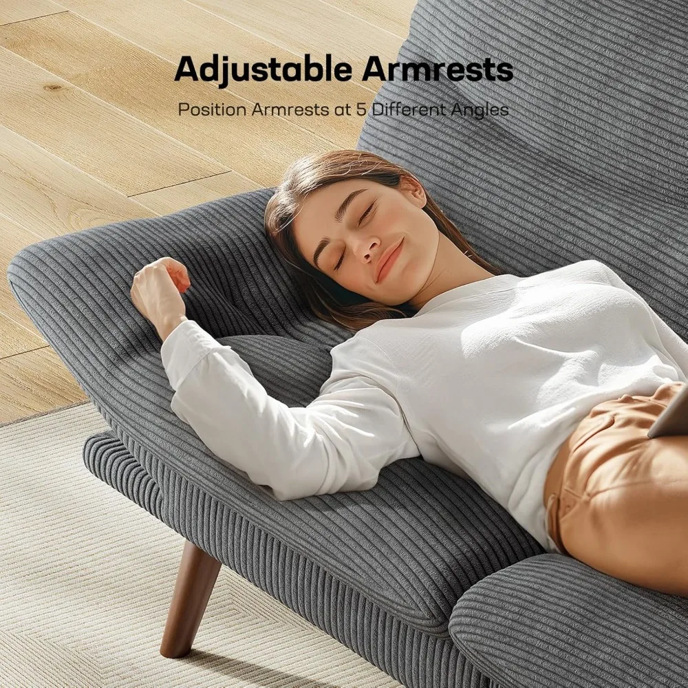 Futon Sofa Bed,Futon Couch with Adjustable Backrest &Armrests,Convertible Small Sleeper Sofa Bed for Small Apartments Study Room image 5