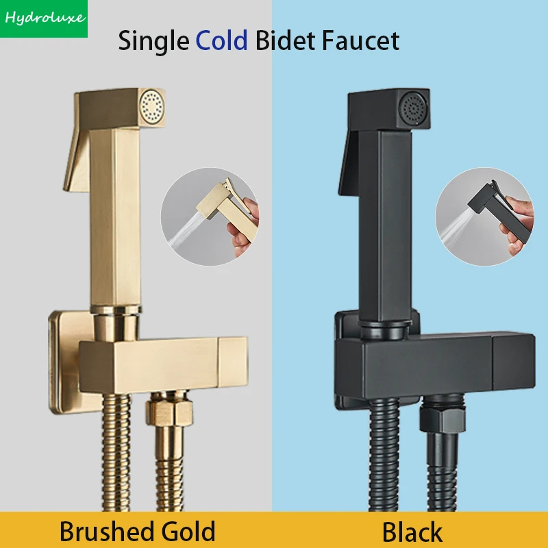 

Brass Bidet Faucets Single Cold Bidet Sprayer Set Toilet Square Sprayer Water Tap Sprayer Set Pressurized Shattaf Cleaning Sets