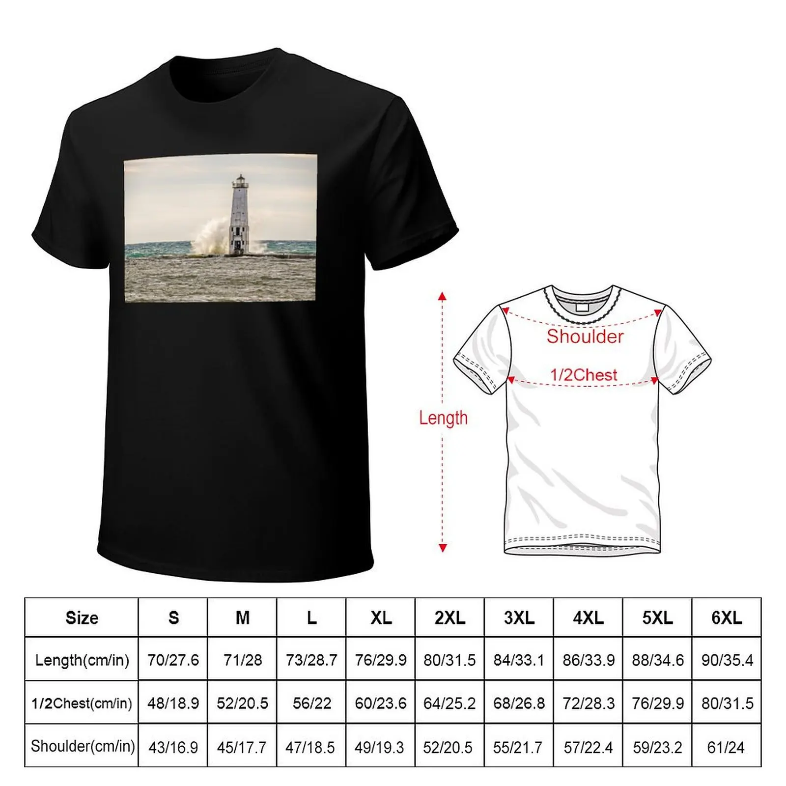 Big Wave Crashing into the Frankfort Light T-Shirt Work Outdoor Short Sleeve Tee