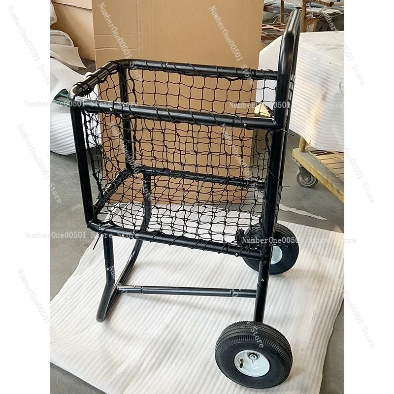 Black Tennis Ball Pick Up Cart with Wheels Practice Ball Collector Basket Sports Training