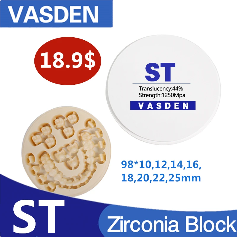 

White ST Super Transparent Zirconia Disc Dental Lab CE ISO Zirconium Blocks Ceramics Disk CAD CAM Milling Machine