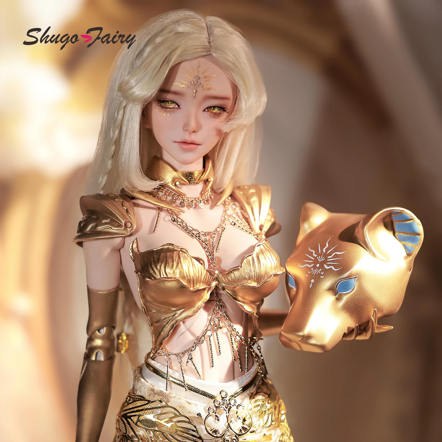 ShugaFairy 1/4 BJD Mrowen FullSet B Egyptian Mythology Series War Goddess Resin Golden Armor Art Doll Ball Jointed Doll view 4